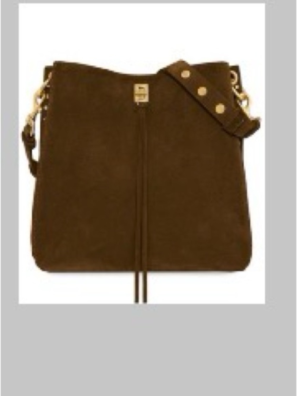 Rebecca Minkoff Brown Suede Drawstring Shoulder Bag with Gold Hardware